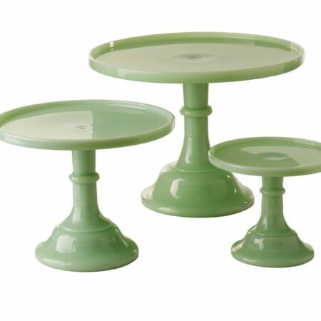 American Milk Glass Green Cake Stands