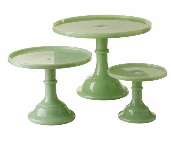 American Milk Glass Green Cake Stands