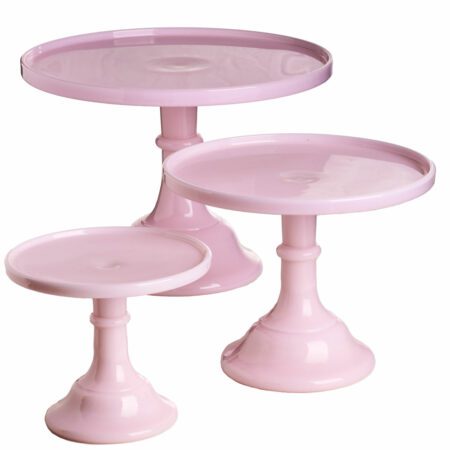 American Milk Glass Pink Cake Stands