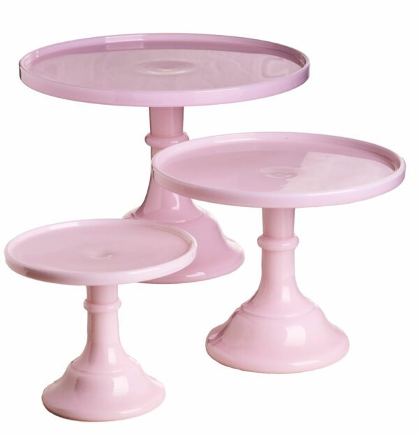 American Milk Glass Pink Cake Stands